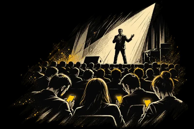 Lorenzo Spinelli sul palco durante un talk